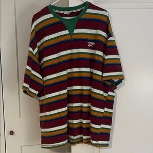 Reebok Men's Striped Tee in Burgundy and Green